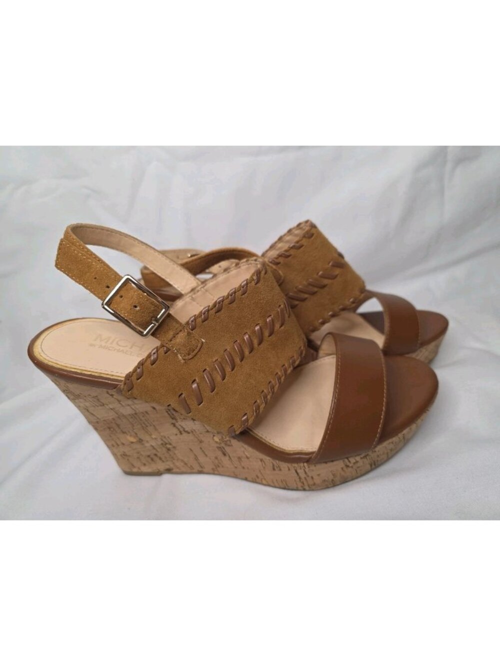 Michael Shannon Sybil leather and cork wedge sandals size 9 Good condition! - Picture 1 of 10